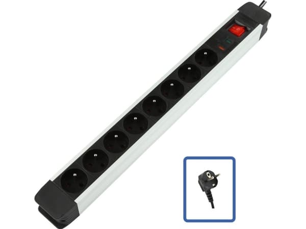 LOGON PROFESSIONAL LPS025, 1,5 m, inomhus, Svart, Vit, 8 AC-utgångar, 230 V, 3500 W