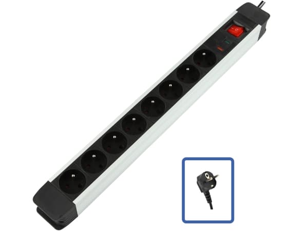 LOGON PROFESSIONAL LPS025, 1,5 m, Sisätila, Musta, Valkoinen, 8 AC-pistorasia(a), 230 V, 3500 W