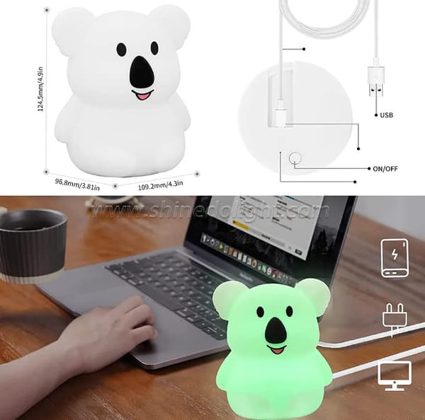 KOALAn muotoinen LED-lamppu USB MULTICOLOR söpö lapsille kaukosäätimellä