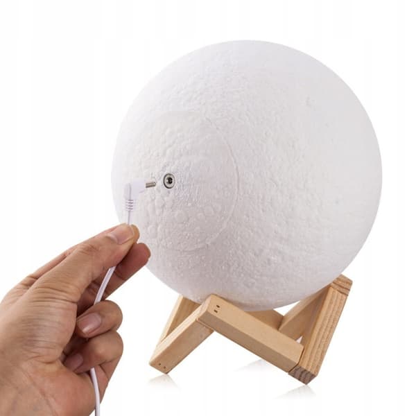 Natlampe MOON 3D månelys SPHERE til skab med stativ USB base
