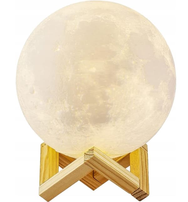 Natlampe MOON 3D månelys SPHERE til skab med stativ USB base