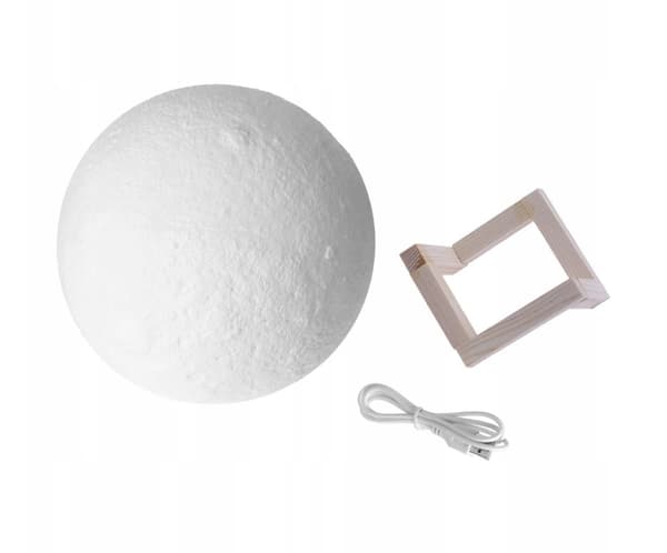 Natlampe MOON 3D månelys SPHERE til skab med stativ USB base
