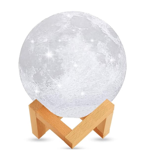 Natlampe MOON 3D månelys SPHERE til skab med stativ USB base