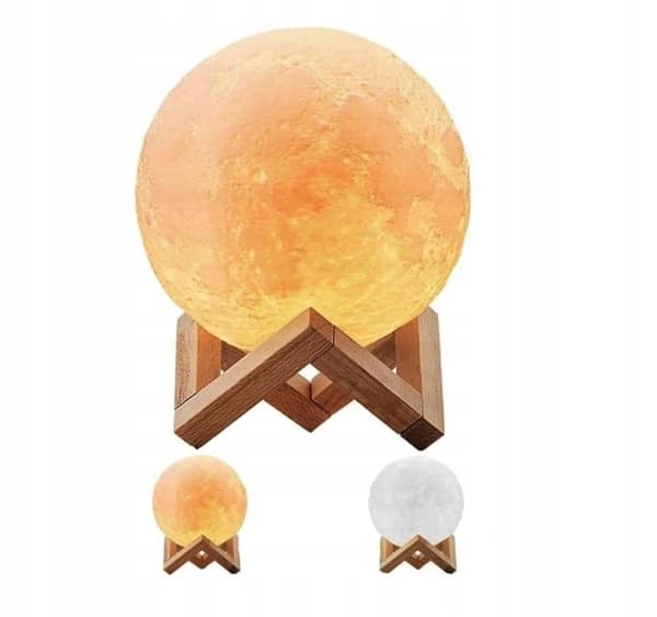 Natlampe MOON 3D månelys SPHERE til skab med stativ USB base