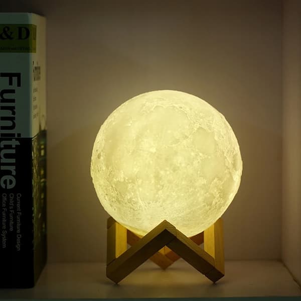 Natlampe MOON 3D månelys SPHERE til skab med stativ USB base