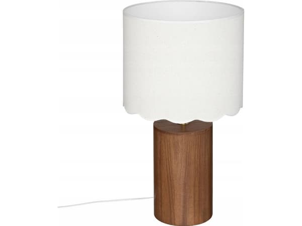 Atmosphera bordslampa Bordslampa med vit lampskärm VANIA, träsockel, Ø 28 cm