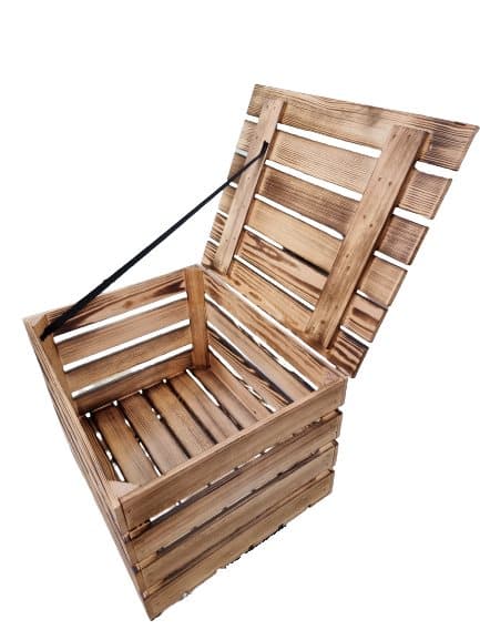 Trälåda med lock 50x40x30 solbränd kista