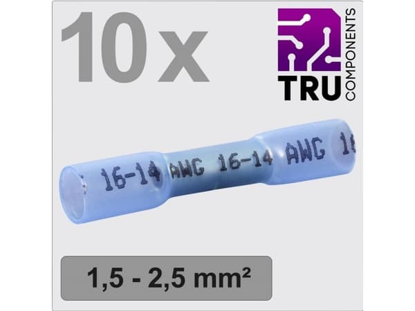 TRU COMPONENTS TC-13448496 Puristusliitin Kutisteputkella 1,5 mm² 2,5 mm² Täysin eristetty Sininen 10 kpl.