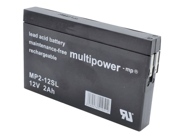 multipower MP2-12SL Blybatteri 12 V 2 Ah Blyfleece (B x H x T) 148 x 90 x 20 mm Fladstik 4,8 mm Vedligeholdelsesfri, Lav selvafladning