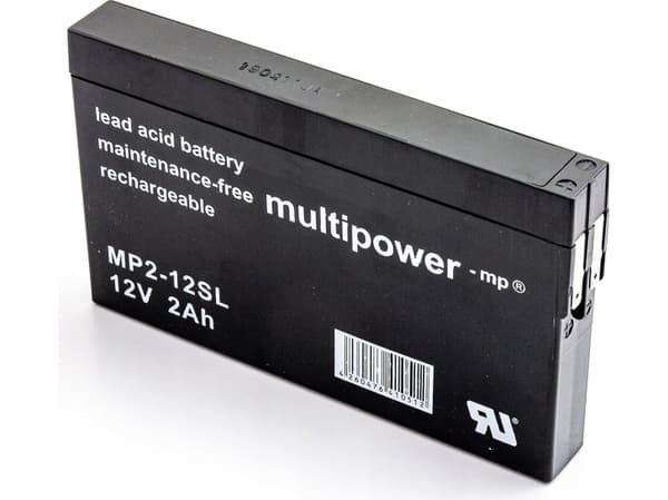 multipower MP2-12SL Blybatteri 12 V 2 Ah Blyfleece (B x H x T) 148 x 90 x 20 mm Fladstik 4,8 mm Vedligeholdelsesfri, Lav selvafladning
