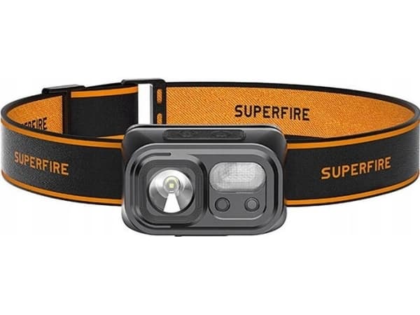 Superfire H23 Series - Hodelykt - LED - 9-modus - 5 W - hvitt/rødt lys
