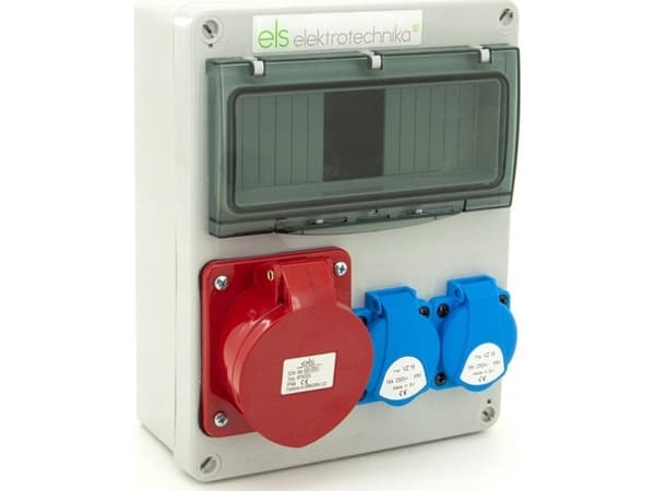 ELS Elektrotechnika Rakennuskytkinlaite 32A/5 + 2*GS 230V, seinä-/pinta-asennuskotelo, varustamaton, 8NO201