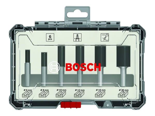 Bosch - Fresekutter - for tre, bløtt tre, løvtre, profiles - 6 deler - 6 mm, 8 mm, 10 mm, 12 mm, 20 mm, 16 mm - lengde: 50 mm, 60 mm, 54 mm