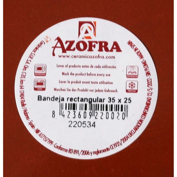 Serveringsfad Inde Vitro Azofra Bagt ler Rektangulært 35 x 25 x 6 cm (4 enheder)