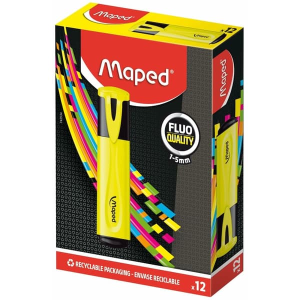 Fluoresoiva merkki Maped Peps Classic Yellow (12 yksikköä)