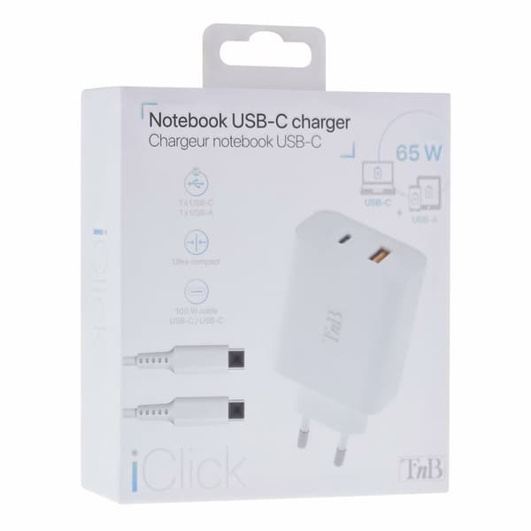 Vægoplader + USB-C kabel T'NB CHNBTINY65 65 W