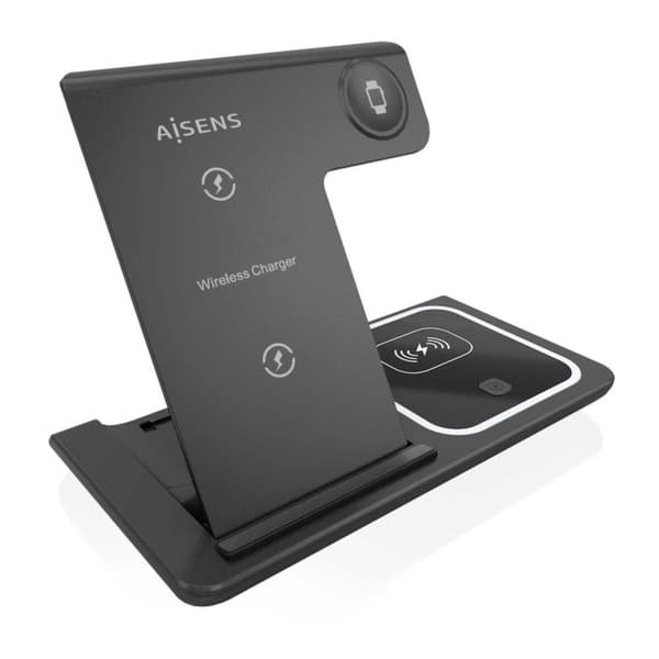 Trådløs oplader Aisens ASCH-15W3WC043-BK Sort 3-i-1 Sort
