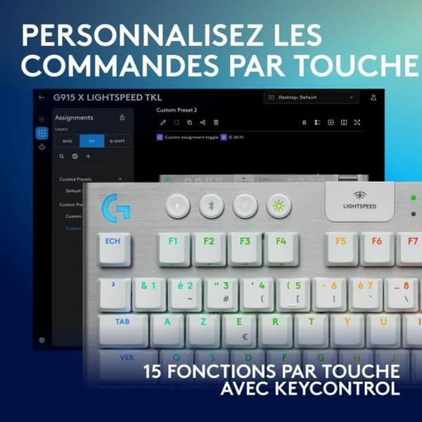 Tangentbord Logitech G915 X White French AZERTY