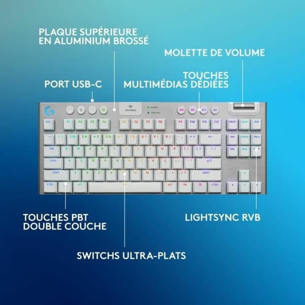 Tangentbord Logitech G915 X White French AZERTY