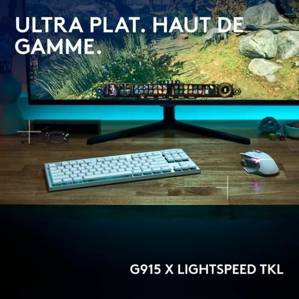 Tangentbord Logitech G915 X White French AZERTY