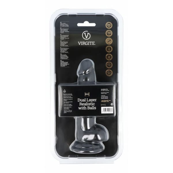 Realistisk Dildo Virgite R32 Sort 17 cm