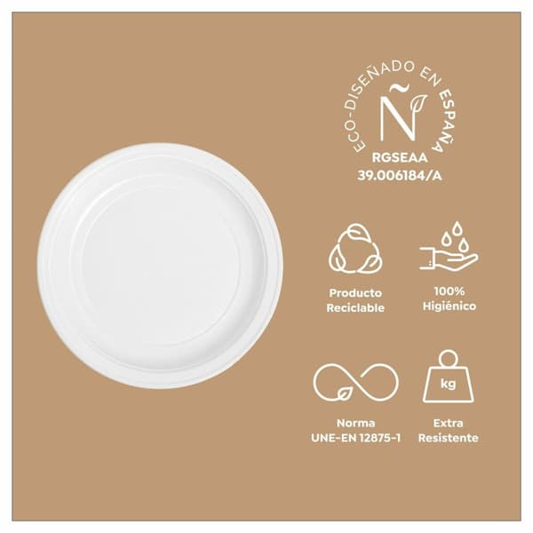Set med återanvändbara tallrikar Maxi Products Vit Plast 100 Styck