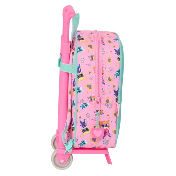 Skolryggsäck med hjul SuperKitties Rosa Turkos 22 x 27 x 10 cm