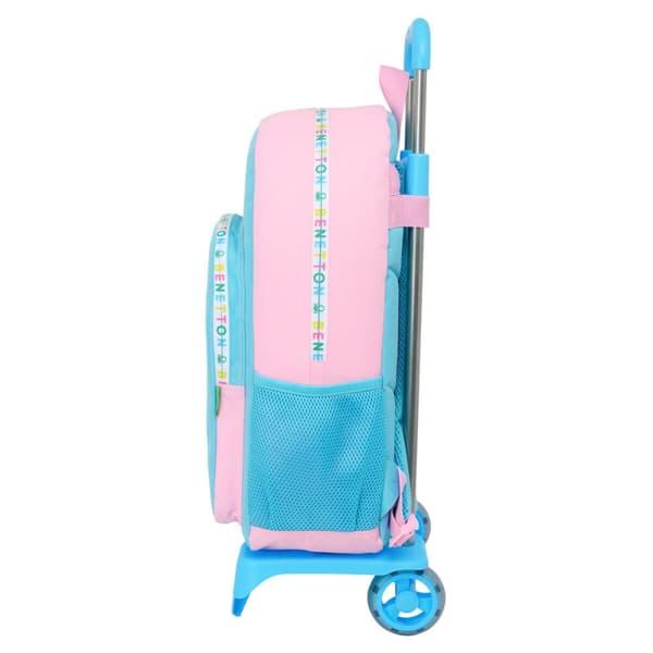 Koulureppu pyörillä Benetton Unique Pink Turquoise 30 x 46 x 14 cm