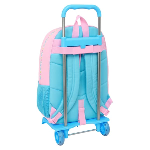 Koulureppu pyörillä Benetton Unique Pink Turquoise 30 x 46 x 14 cm