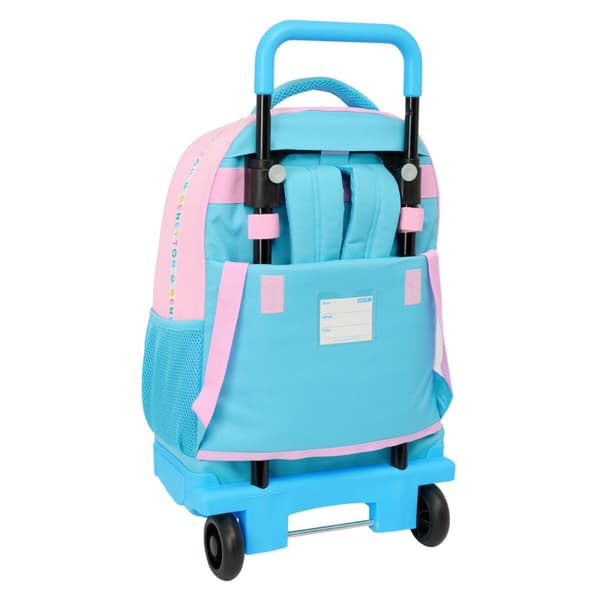 Koulureppu pyörillä Benetton Unique Pink Turquoise 33 x 45 x 22 cm