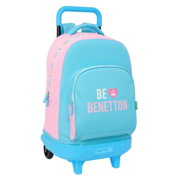 Koulureppu pyörillä Benetton Unique Pink Turquoise 33 x 45 x 22 cm