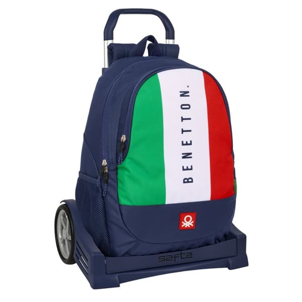 Koulureppu pyörillä Benetton Flag tummansininen 32 x 44 x 16 cm