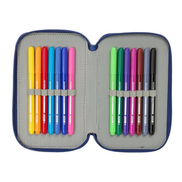 Tredobbelt Penalhus F.C. Barcelona Marineblå 12,5 x 19,5 x 5,5 cm 37 stk