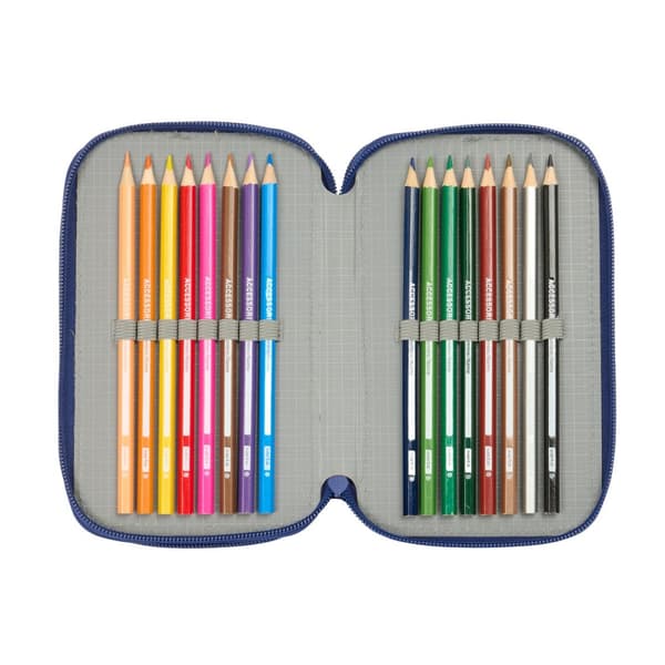 Tredobbelt Penalhus F.C. Barcelona Marineblå 12,5 x 19,5 x 5,5 cm 37 stk