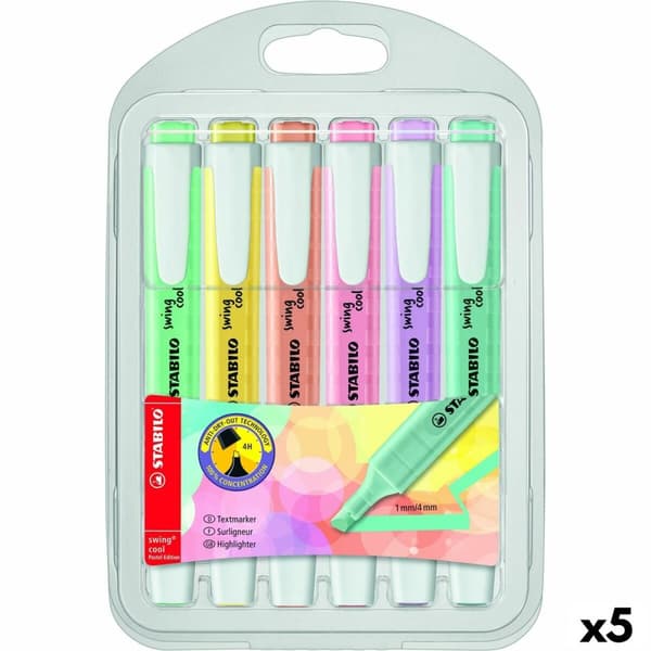Highlighter Stabilo Swing Cool Pastel Multicolour (5 enheder)