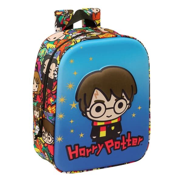 Skoletaske Harry Potter Blå Flerfarvet 22 x 27 x 10 cm 3D