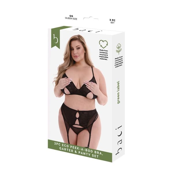 Alusasusetti Baci Lingerie Peek-A-Boo Bra Black (Queen)