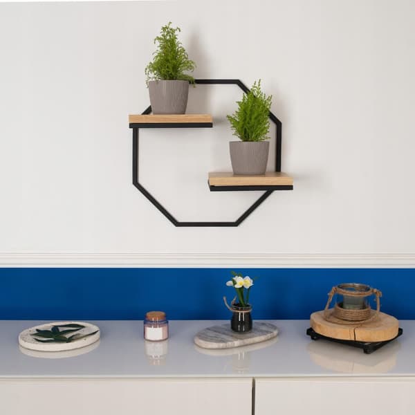 Hängande blomsterställ Sofia hylla LOFT 2x ekskiva äkta trä och stål