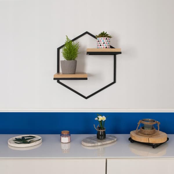 Hängande blomsterställ Olivia hylla LOFT 2x ekskiva äkta trä och stål