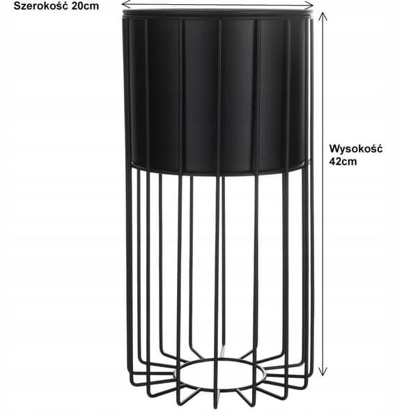 Stående blomsterstativ metall svart och guld trådloftstativ 42cm