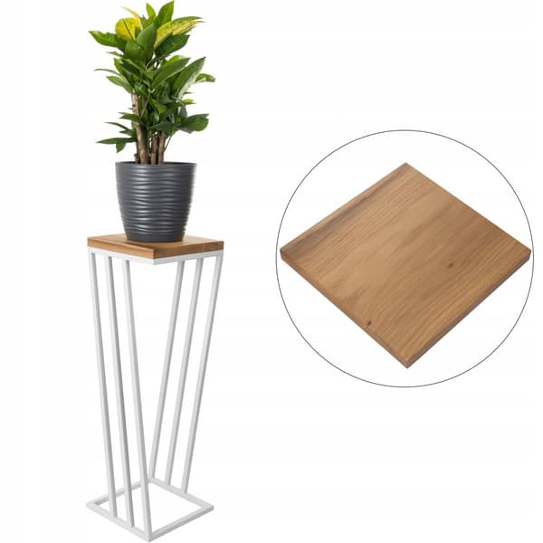 LOFT blomsterstativ 60cm metal egetræsplade ægte træ og stål