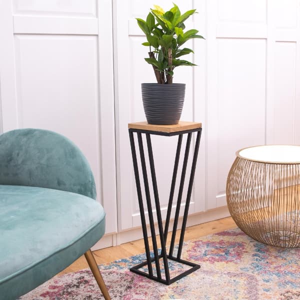LOFT blomsterstativ 50cm metall ekskiva äkta trä och stål
