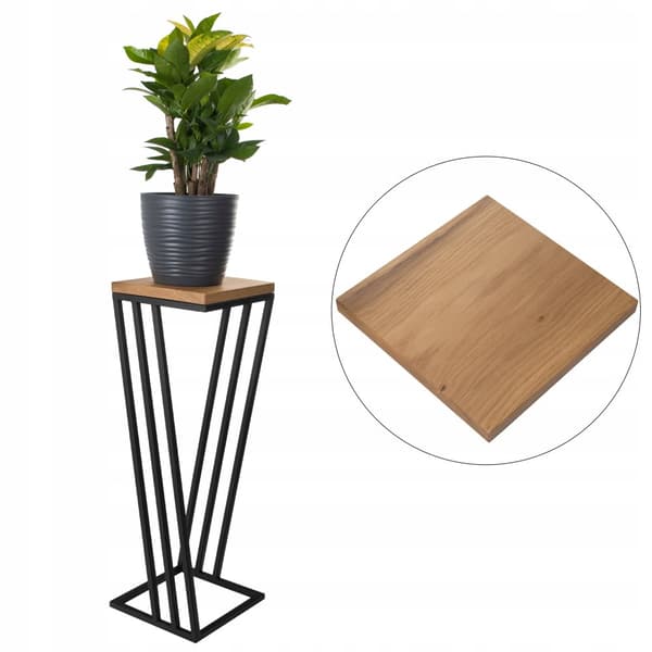 LOFT blomsterstativ 50cm metall ekskiva äkta trä och stål