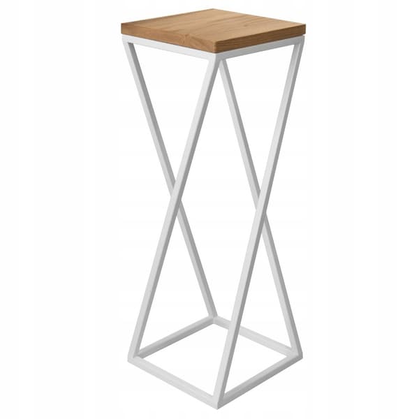 LOFT blomsterstativ 60cm metal egetræsplade ægte træ og stål