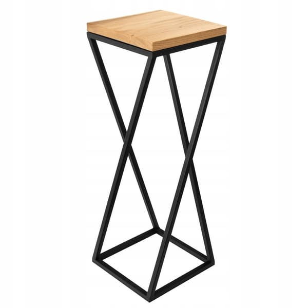 LOFT kukkateline 60cm metallista tammilevyä aitoa puuta ja terästä