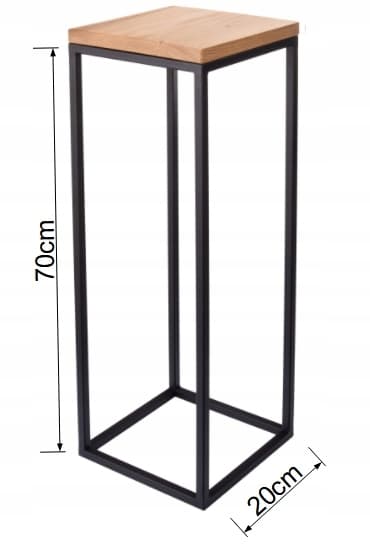 LOFT blomsterstativ 70cm metal egetræsplade ægte træ og stål