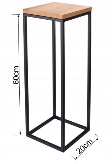 LOFT 60cm metallbord, ekskiva, äkta trä och stål