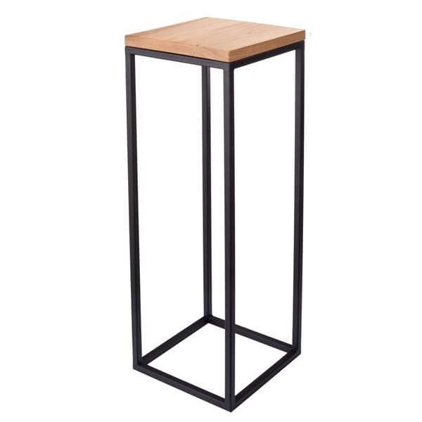 LOFT 60cm metallbord, ekskiva, äkta trä och stål