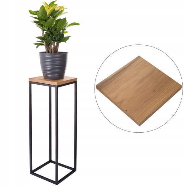 LOFT 60cm metallbord, ekskiva, äkta trä och stål