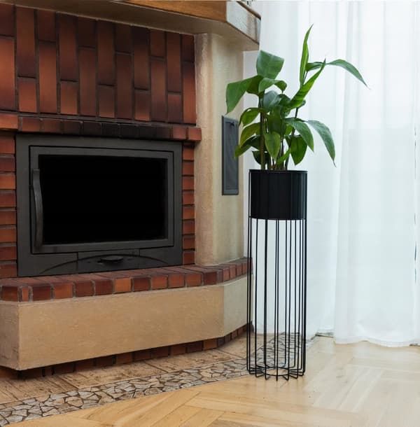 Stående blomsterstativ metal matsort trådloftsstativ 70cm